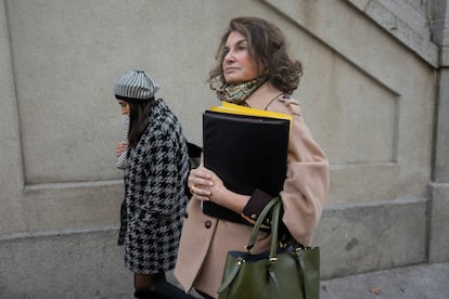 La fiscal provincial de Madrid, Pilar Rodríguez, a su llegada este jueves al Tribunal Supremo para declarar como investigada.