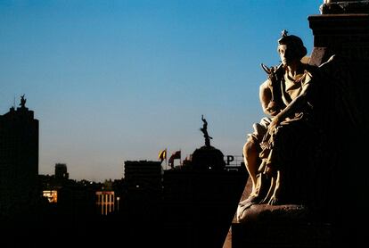 Hasta siete aves fénix planean sobre la ciudad. como puede verse en esta imagen tomada desde la Biblioteca Nacional.