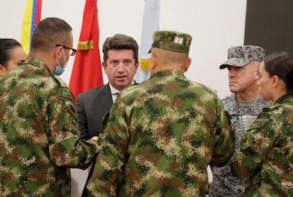 El ministro de Defensa de Colombia, Diego Molano, durante una rueda prensa en Bogotá (Colombia). 