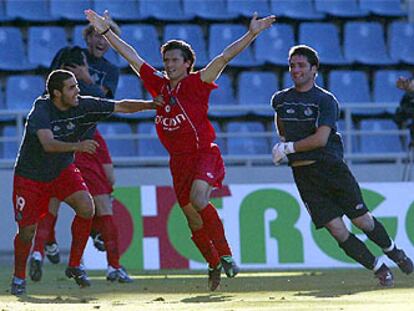 Pachón celebra uno de sus cinco goles en el Heliodoro Rodríguez López.