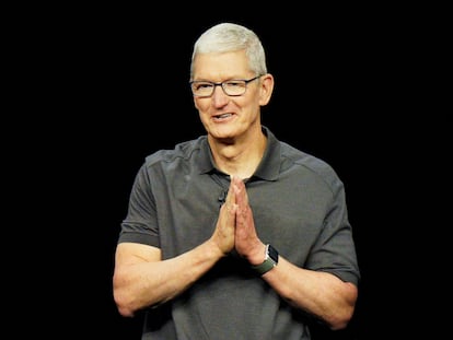 Tim Cook, consejero delegado de Apple, durante la presentación de los iPhone 15 el 12 de septiembre de 2023.