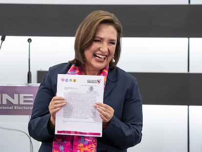 La candidata presidencial opositora de la coalición Fuerza y Corazón por México, Xóchitl Gálvez, este martes en la Ciudad de México.