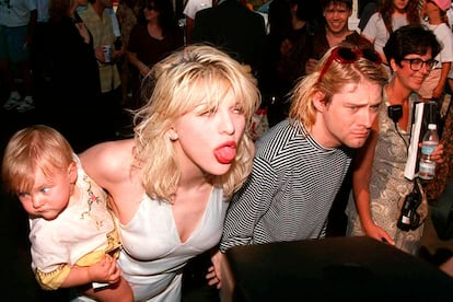La familia Cobain Love en 1992.