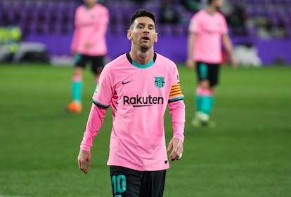Messi, durante el último partido del Barcelona, el día 22 en Valladolid.