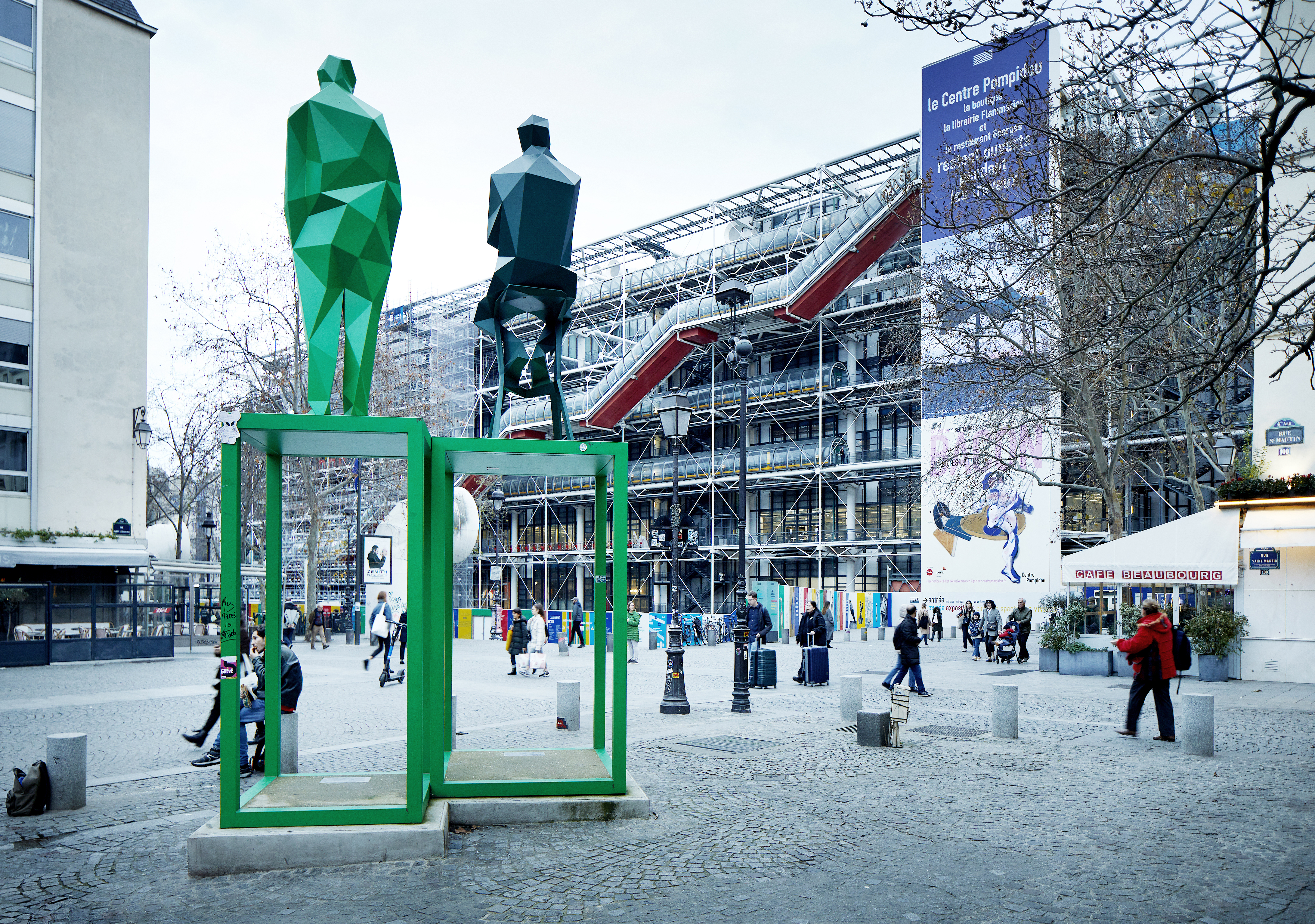 La fachada en obras del Centro Pompidou, en diciembre de 2019.