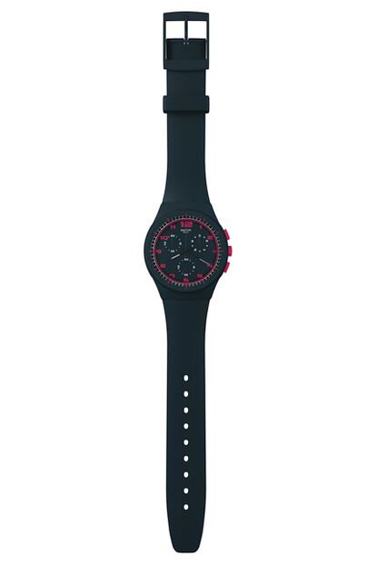 Los modelos sport no tienen que estar reñidos con la elegancia. Buena prueba de ello es el modelo A touch of Fuchsia. Se trata de un chrono muy moderno, en gris antracita con impresiones blancas y rosa oscuro.