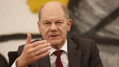 Olaf Scholz, durante una conferencia este martes en Berlín.  