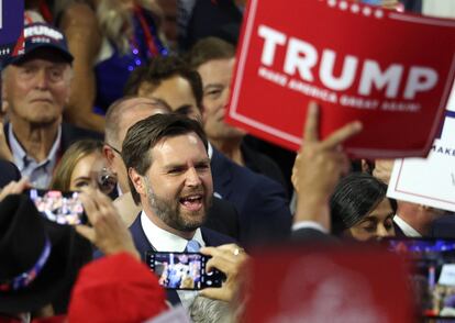 JD Vance, este lunes en la convención republicana.