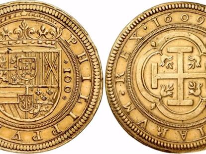 A gold coin made in Segovia in 1609, which sold for €944,000.