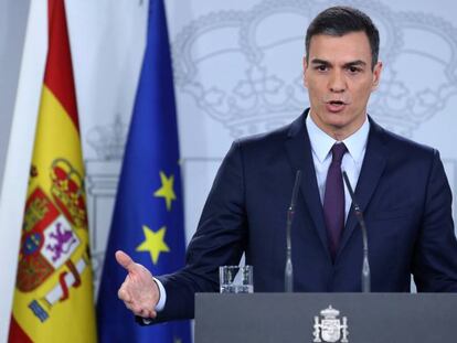 Rueda de prensa de Pedro Sánchez para anunciar el adelanto electoral. 
