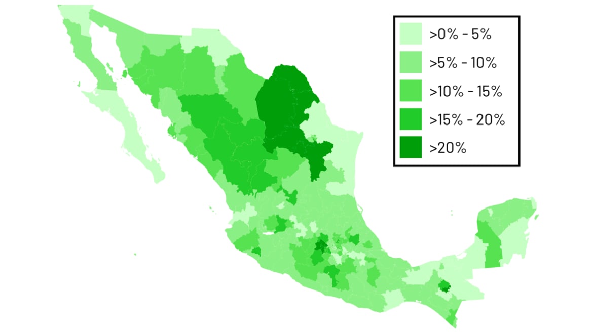 Porcentaje de voto por el PRI en la elección presidencial de 2024, según datos del INE.