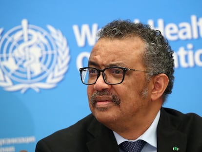 El director general de la Organización Mundial de la Salud, Tedros Adhanom Ghebreyesus, durante una rueda de prensa el 24 de febrero.