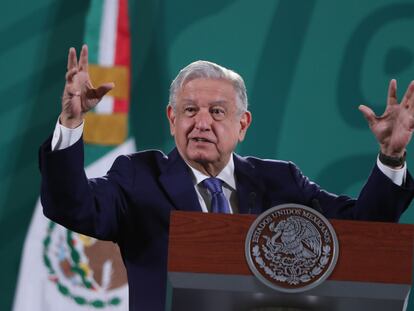 El presidente de México, Andrés Manuel López Obrador, en una conferencia este lunes.