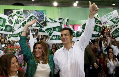 Susana Díaz i Pedro Sánchez, durant la campanya andalusa.