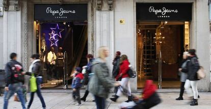 Entrada a una tienda de Pepe Jeans en Barcelona, en diciembre.