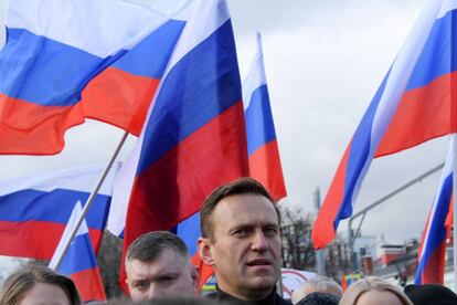 El opositor ruso Alexei Navalny en un acto en memorio de Boris Nemtsov en Moscú el pasado 29 de febrero.