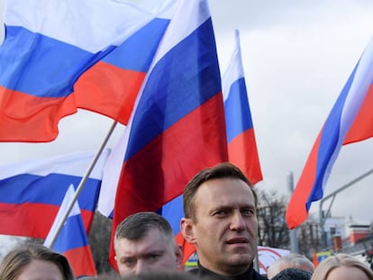El opositor ruso Alexei Navalny en un acto en memorio de Boris Nemtsov en Moscú el pasado 29 de febrero.