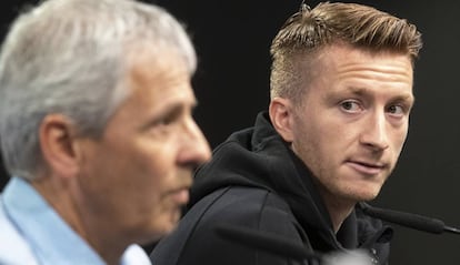 Favre y Reus, en la rueda de prensa de este lunes.