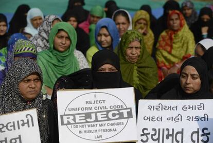 Protesta contra el triple talaq en noviembre pasado en Ahmedabad.