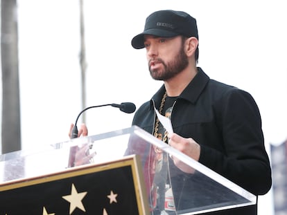 Eminem, en el Paseo de la Fama de Hollywood, en Los Ángeles, el pasado enero.