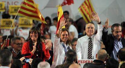De izquierda a derecha, Marín, Chacón, Navarro, y Corbacho, ayer en L'Hospitalet.