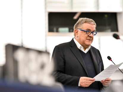 El exeurodiputado italiano Pier Antonio Panzeri, durante una intervención en la Eurocámara en marzo de 2019.