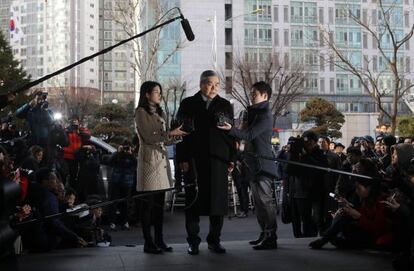 Cho Yang-ho, a su llegada a la corte donde se juzga a su hija.