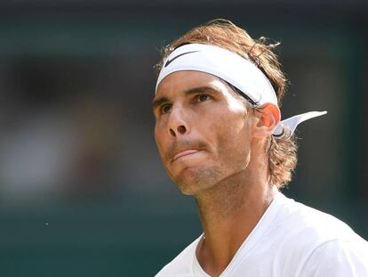 Nadal, durante la semifinal contra Federer en Wimbledon.