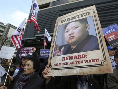 Una protesta en Corea del Sur contra el r&eacute;gimen de Pyongyang.