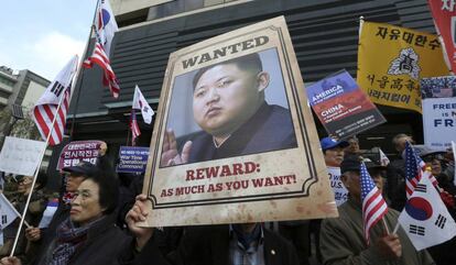 Una protesta en Corea del Sur contra el r&eacute;gimen de Pyongyang.