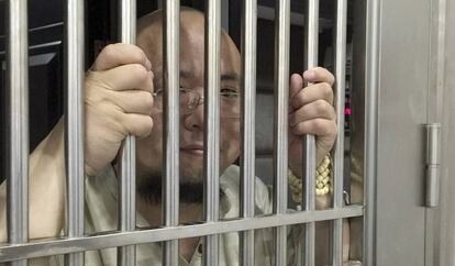 Wu Gan, detenido en la comisaría de Nanchang en 2015.