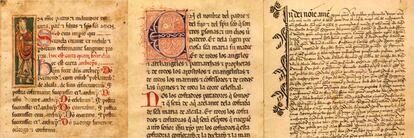 Tres de los documentos medievales que se pueden consultar en el Archivo Virtual de la Biblioteca Cardenal Cisneros.