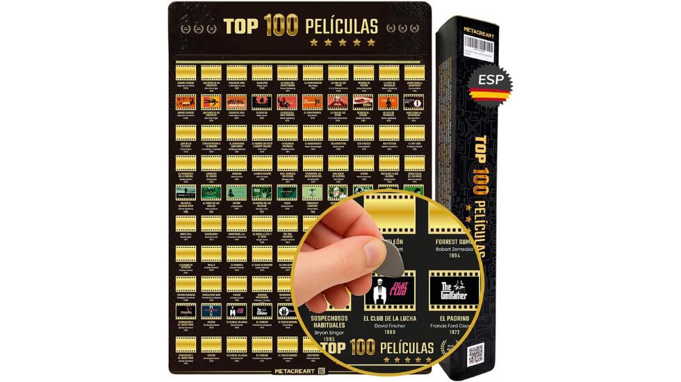 Este póster contiene 100 títulos de grandes películas.