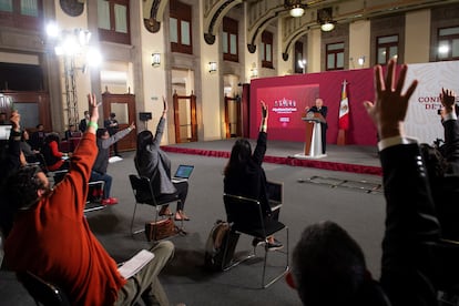 El Presidente de México Andrés Manuel López Obrador durante su conferencia matutina