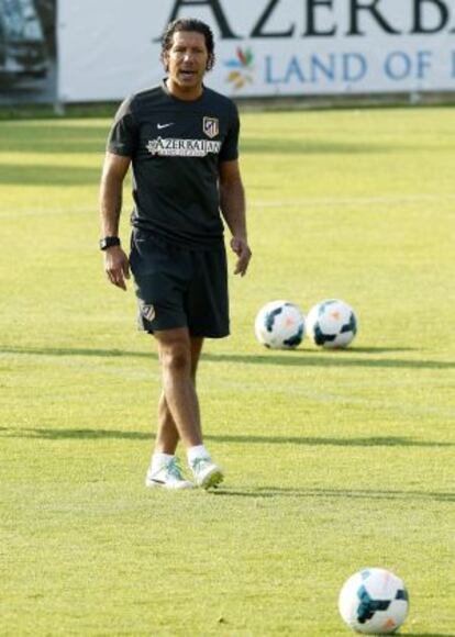 Simeone, durante el entrenamiento de ayer.