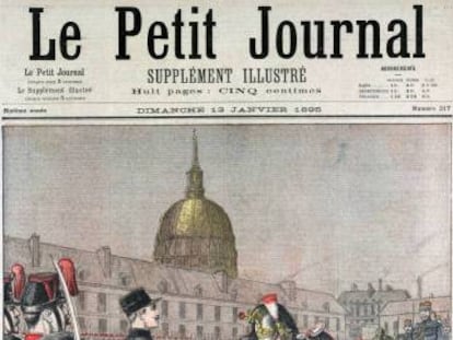 Portada del periódico 'Le Petit Journal' que alude a la condena del capitán Dreyfus (1895).  