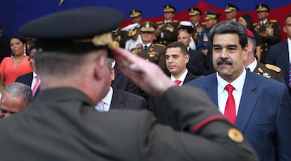 Maduro, encabezando un acto militar en Caracas.