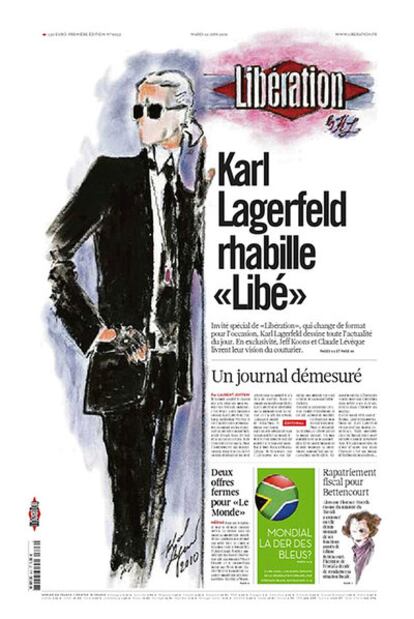 Portada de<i> Libération,</i> en la que aparece Lagerfeld.