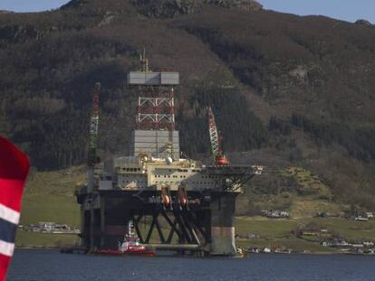 Una plataforma petrolíera en la costa de Noruega.