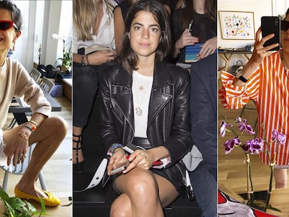 En los laterales, sos selfies de Leandra Medine tras dar a luz a sus gemelas. En el centro, una imagen anterior a quedarse embarazada.