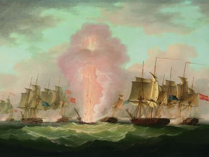 Cuadro que recrea el ataque inglés a la escuadra española en 1804.