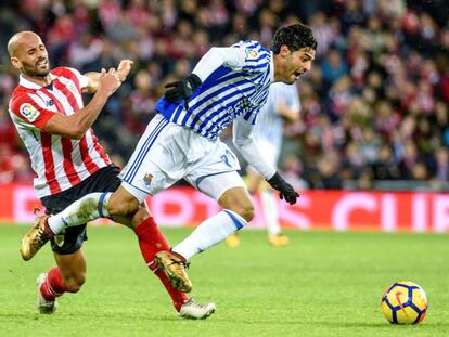 Vela durante el partido frente al Athletic. 