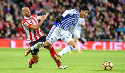 Vela durante el partido frente al Athletic. 