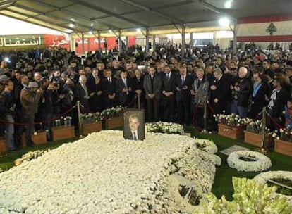 Oración por Rafik Hariri en Beirut para celebrar la apertura del Tribunal Especial para Líbano.