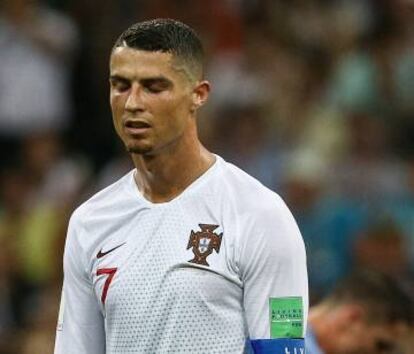 Cristiano Ronaldo, durante el partido en el que Portugal fue eliminada del Mundial de Rusia.