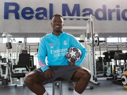 Vinicius, na academia da cidade esportiva do Real Madrid.