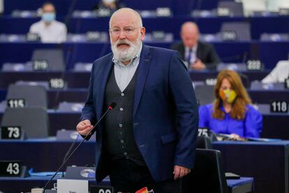 El vicepresidente primero de la Comisión, Frans Timmermans, en el Parlamento Europeo.