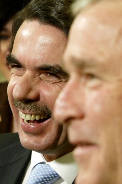 Aznar y  Bush, tras una reunión en la Casa Blanca en  2004.