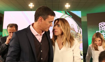 Pedro Sánchez y Susana Díaz, antes enfrentados, muestran sintonía en la campaña electoral andaluza. 