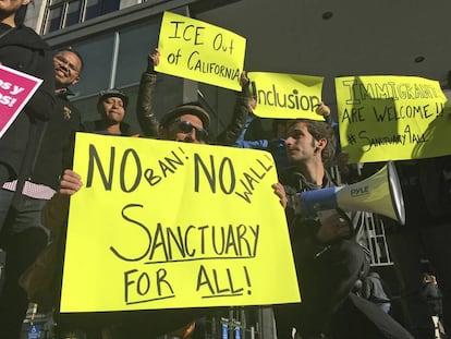 Protesters against Trump's immigration policies in San Francisco on Friday.